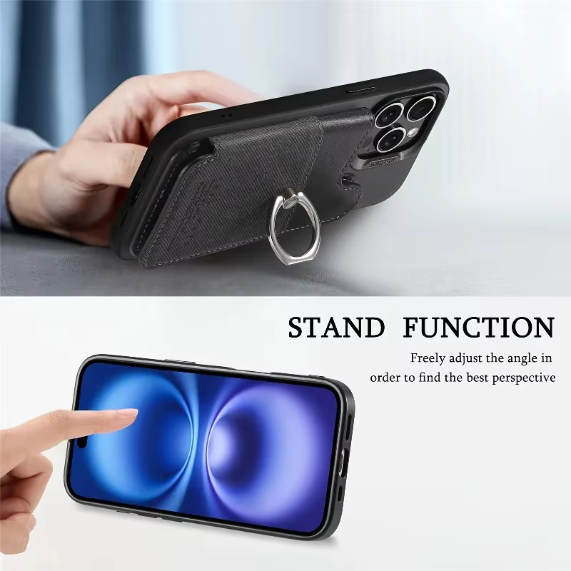 Tarjetero RFID con anillo y soporte para tarjetas en escritorio