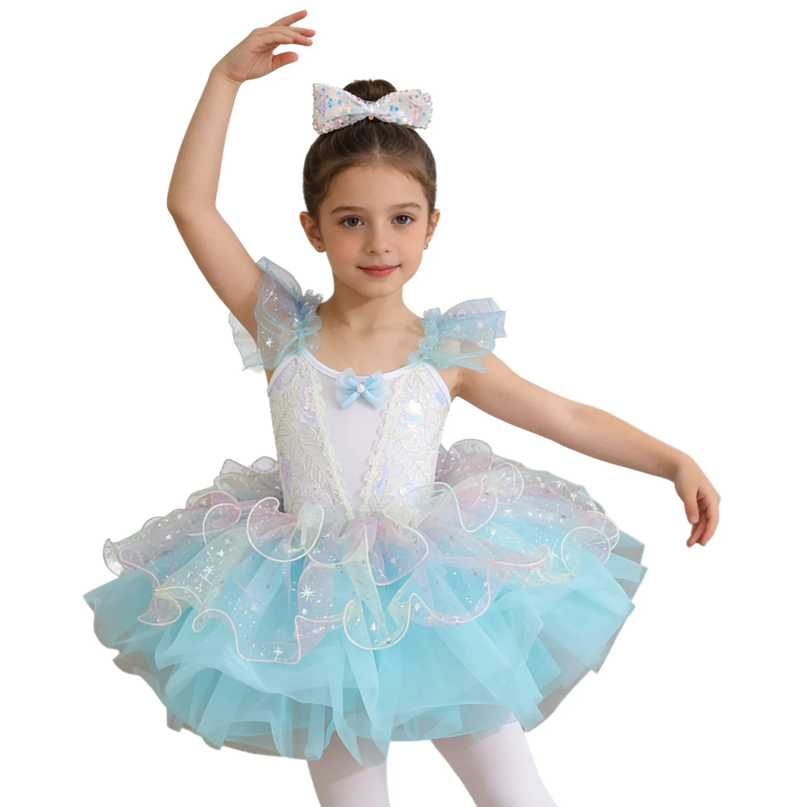 Vestido de ballet infantil con tul y lentejuelas para niñas - imagen 3