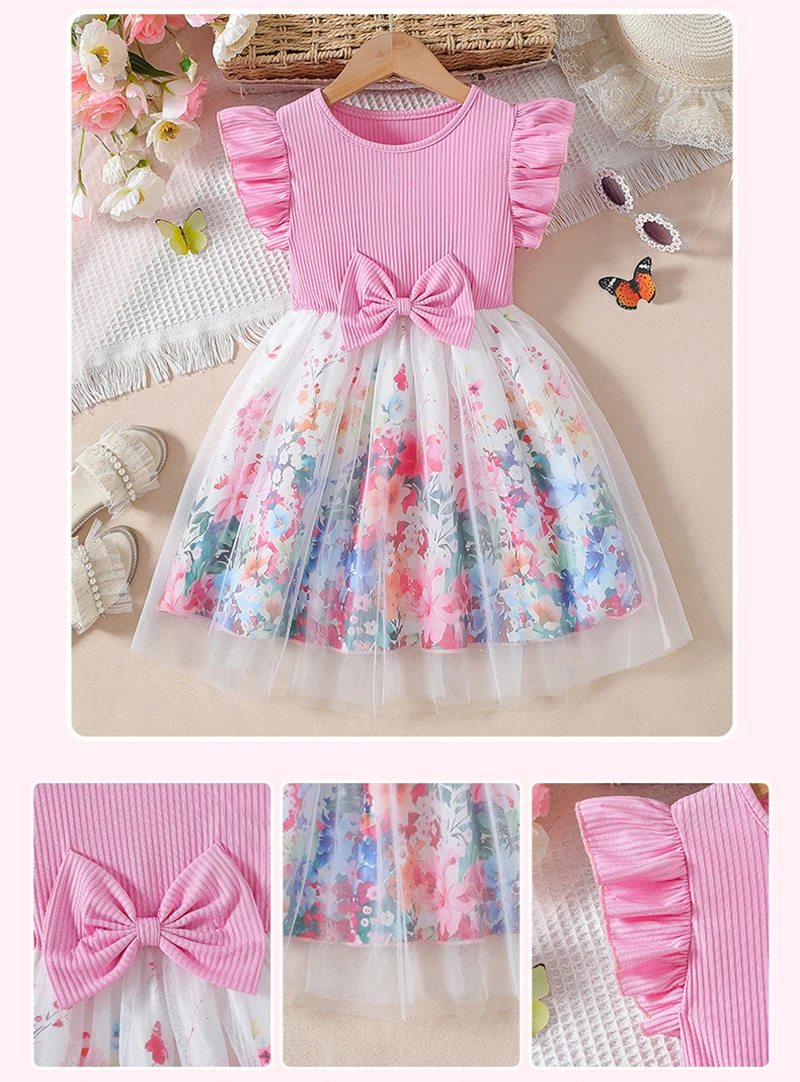 Detalle de malla y estampado floral