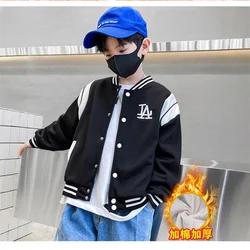 Chaqueta gruesa infantil estilo béisbol con cuello redondo cálida