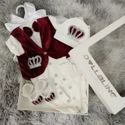 Conjunto recién nacido ropa de burbuja manga larga con corona