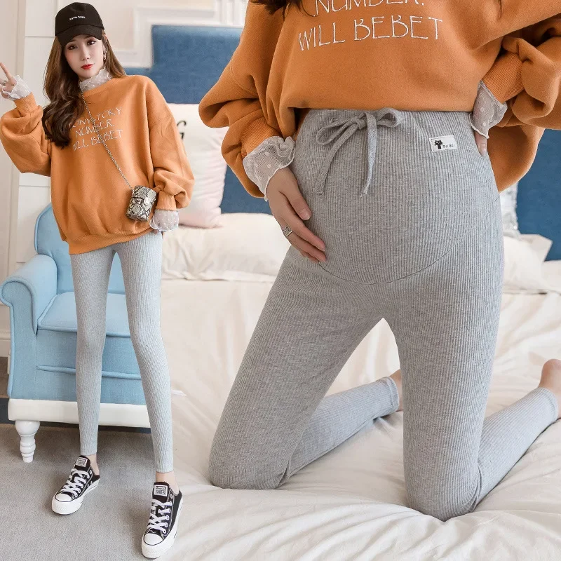 Leggings de embarazo a rayas, cintura alta elástica casual