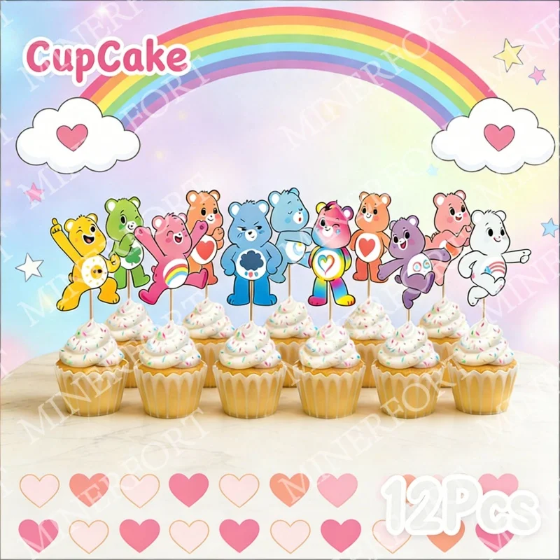 Decoración de cupcakes Care Bears para fiestas infantiles en casa - imagen 3