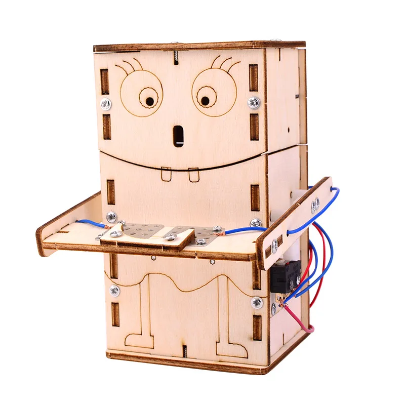 Robot educativo de madera eléctrico para comer monedas – Kit DIY - imagen 5