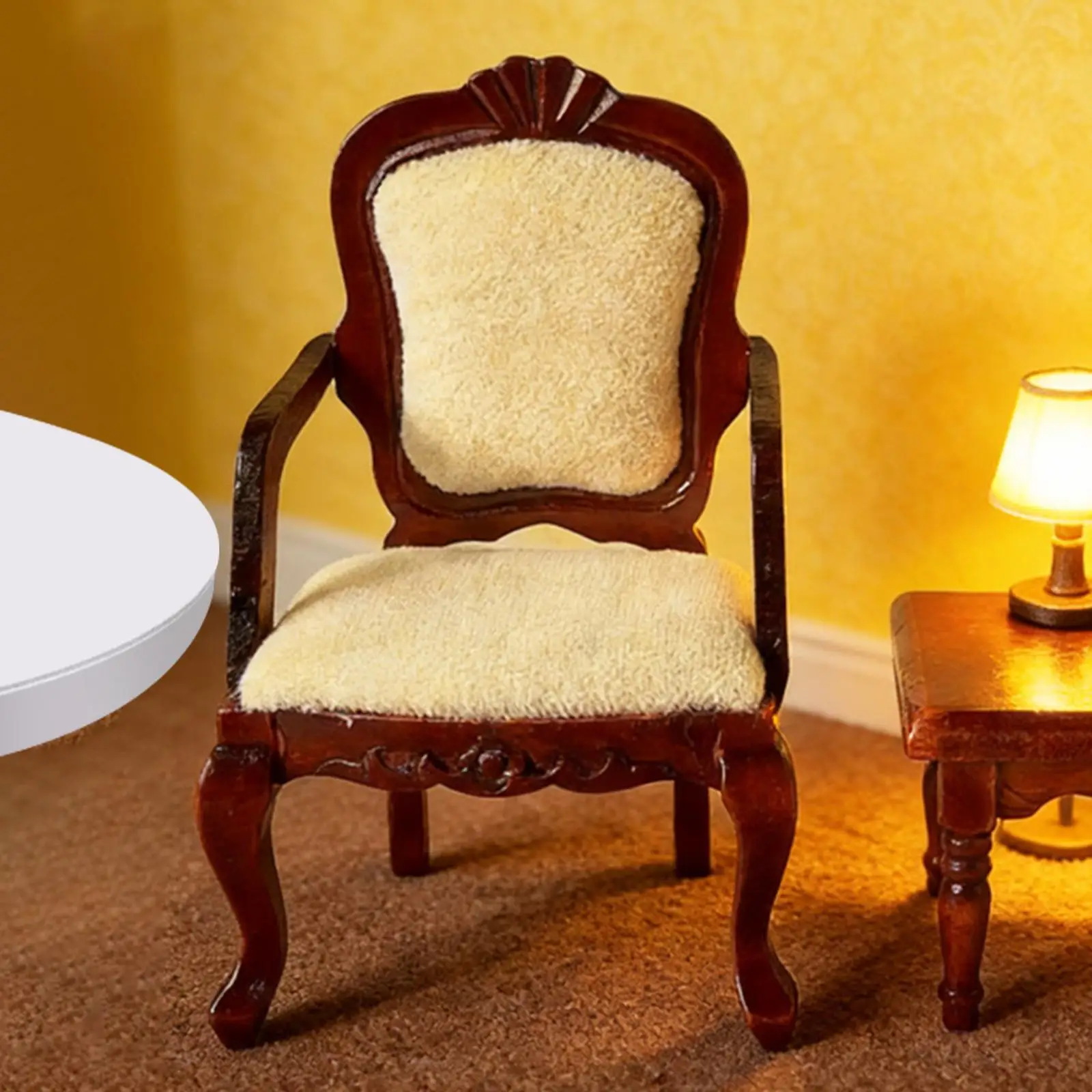 Silla para casa de muñecas vintage de madera hecha a mano - imagen 3