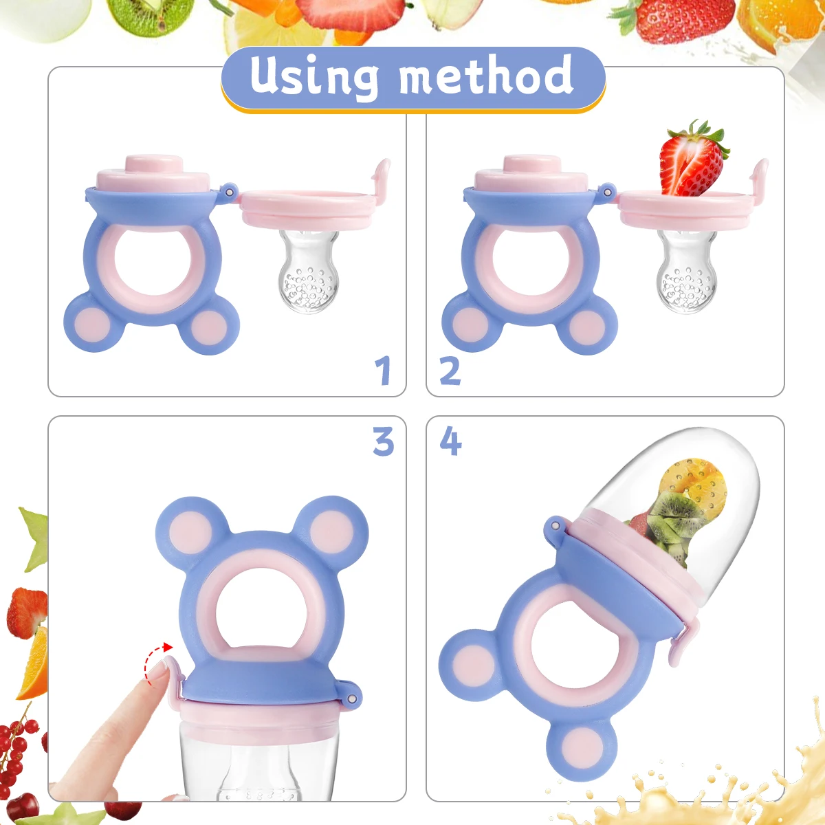 Alimentador de frutas y verduras de silicona - Para los primeros alimentos del bebé - imagen 2