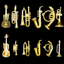 Adornos musicales dorados para manualidades y decoración festiva