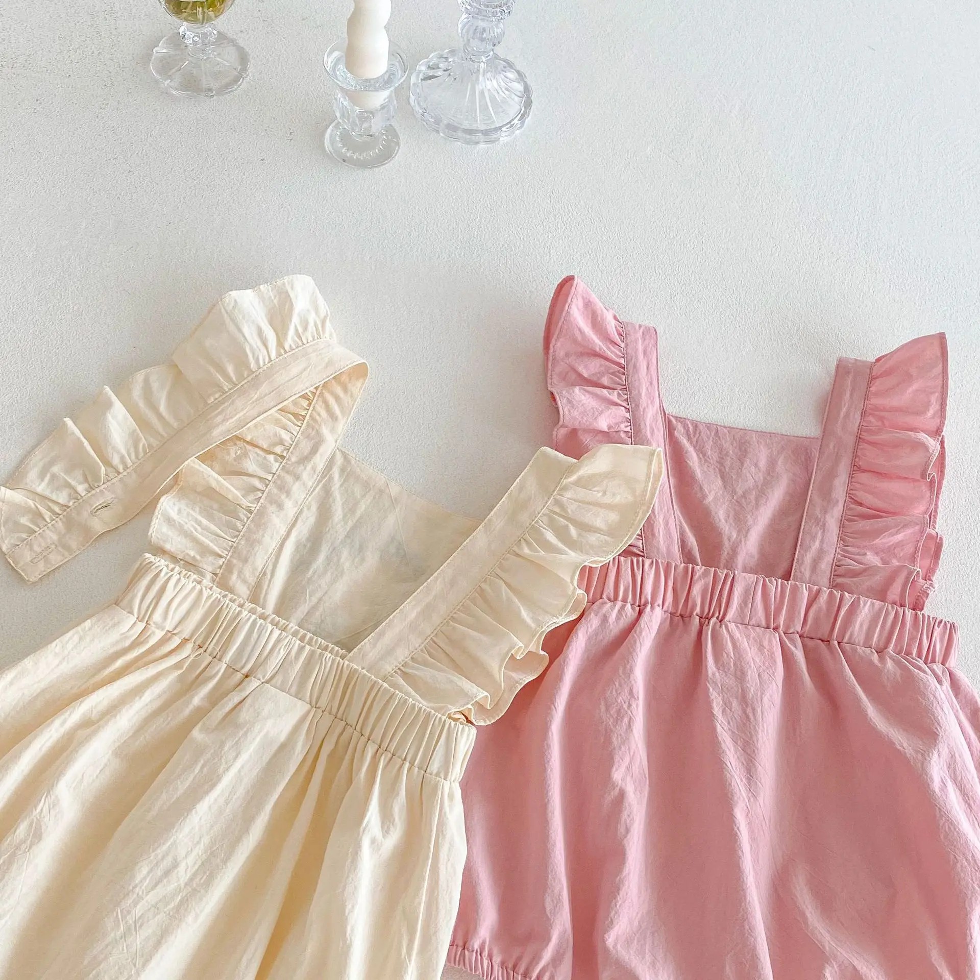 Traje de bebé bordado floral con mangas voladoras, para gatear - imagen 4