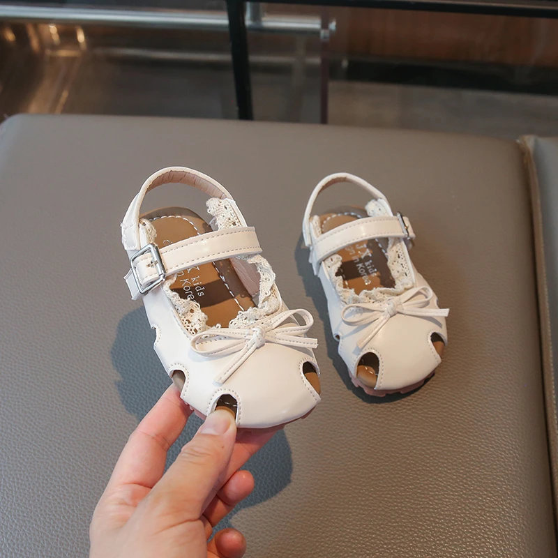 Sandalias de verano antideslizantes para bebé con lazo princesa - imagen 3