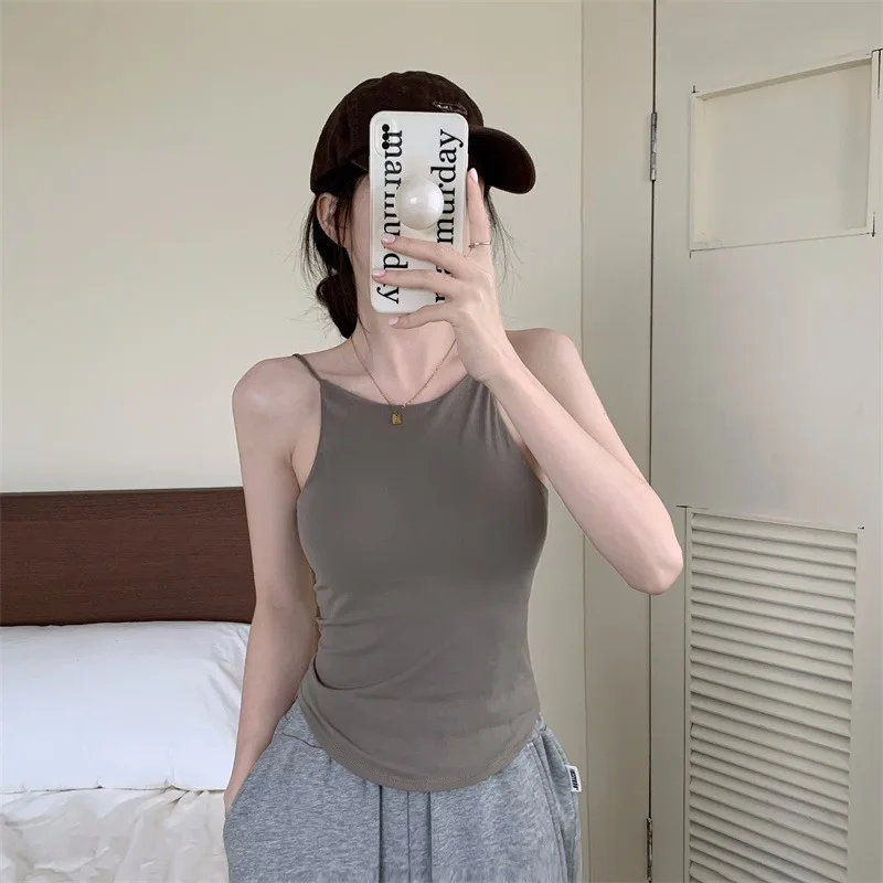 Top corto sin mangas estilo francés con cinturón blanco de mujer - imagen 2