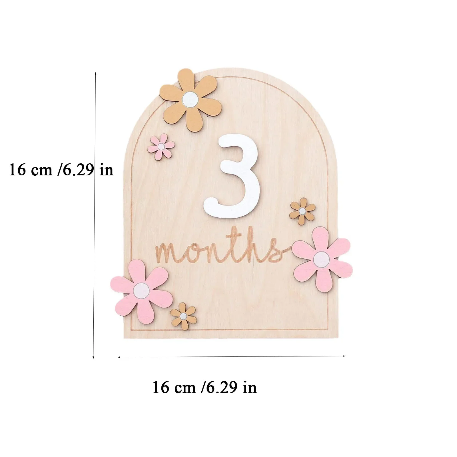 Tarjetas de madera para hitos mensuales de bebé con diseño floral