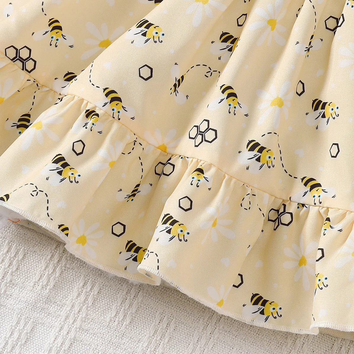 Conjunto de verano para niña con vestido camisero y diadema abeja - imagen 2