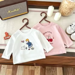 Camiseta manga larga de otoño para bebé y niño, básica