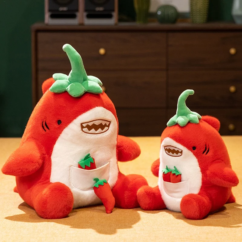 Peluche de tiburón con forma de chile rojo, regalo suave - imagen 2