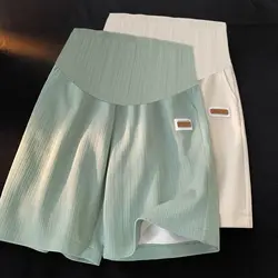 Pantalones cortos de maternidad pierna ancha, cintura elástica