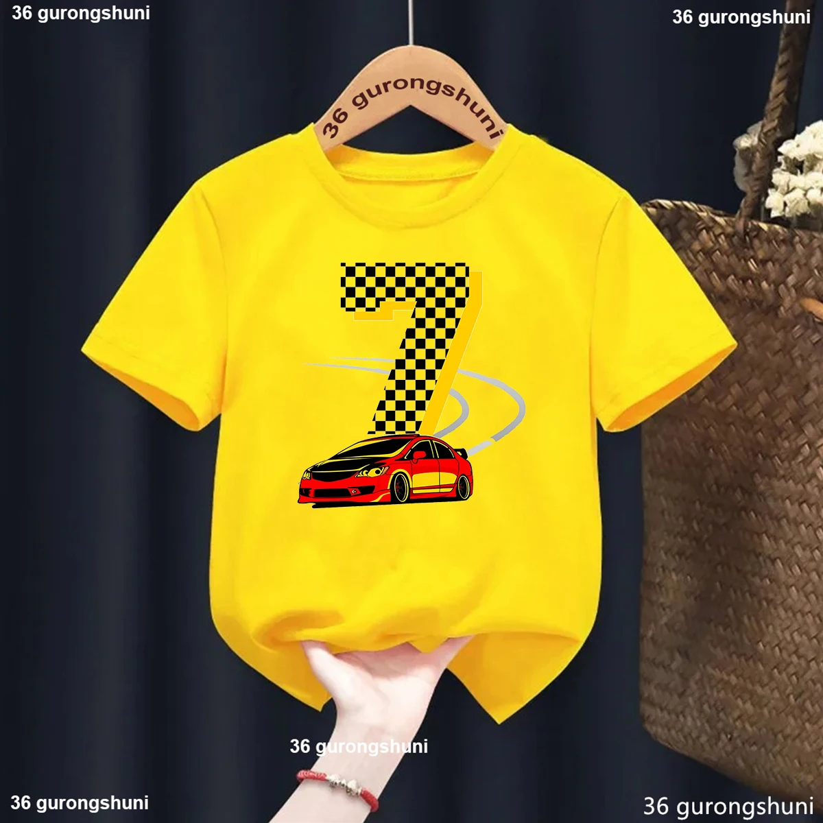 Camiseta infantil coche de carreras - Harajuku Kawaii para verano - imagen 2