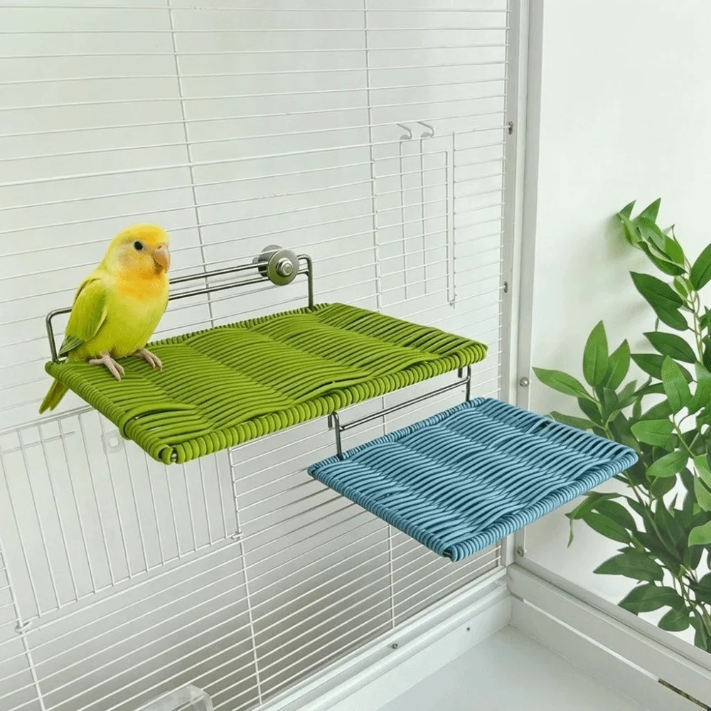 Plataforma para jaula de loros de ratán tejido, resistente - imagen 4