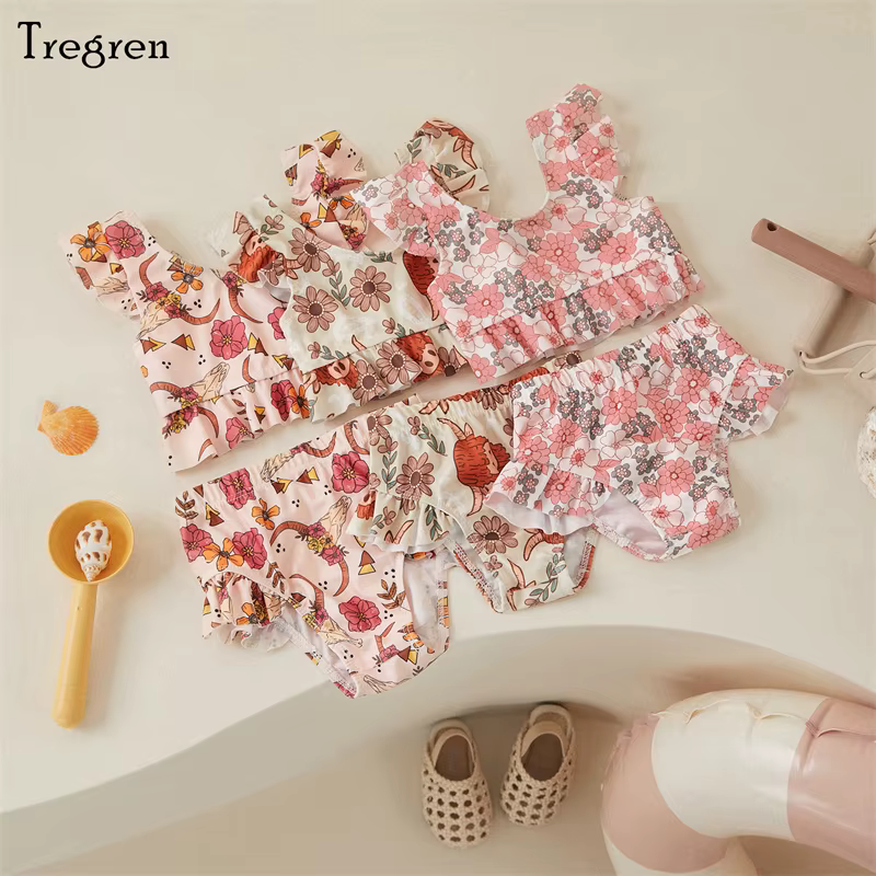 Bikini niña Tregren de flores con volantes y estampado toro - imagen 3
