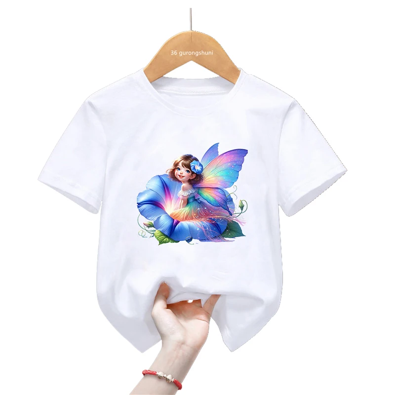 Camiseta de verano niña estampado mariposa arcoíris kawaii - imagen 5