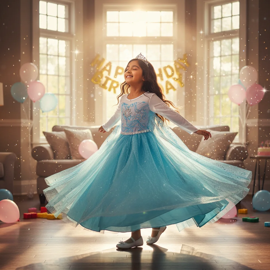 Disfraz princesa de hielo para niña con vestido de tul manga larga - imagen 2