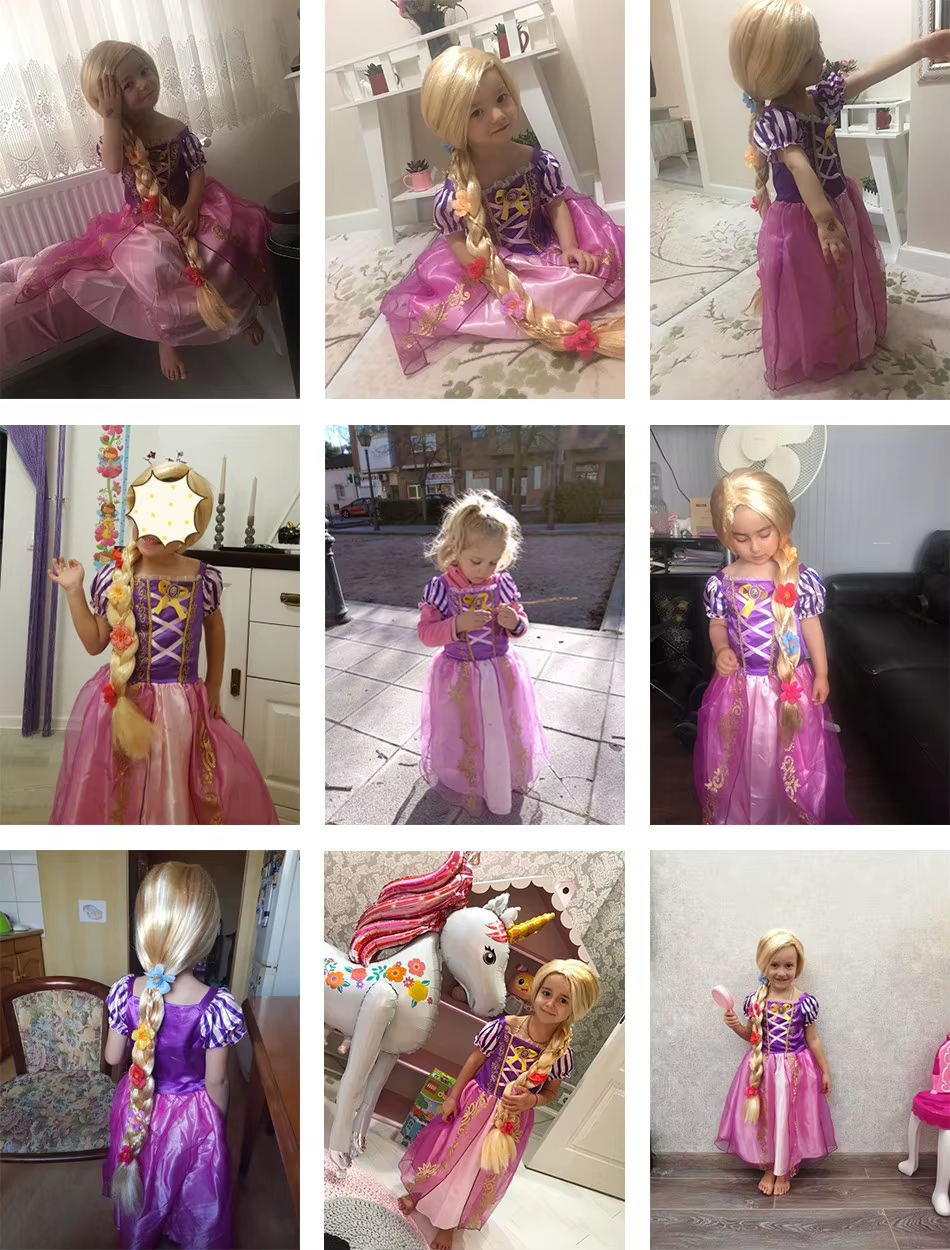 Vestido completo de Rapunzel con detalles de flores