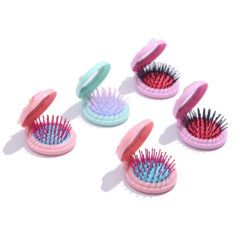 Cepillo de pelo plegable con espejo y peine de masaje para viaje - imagen 4