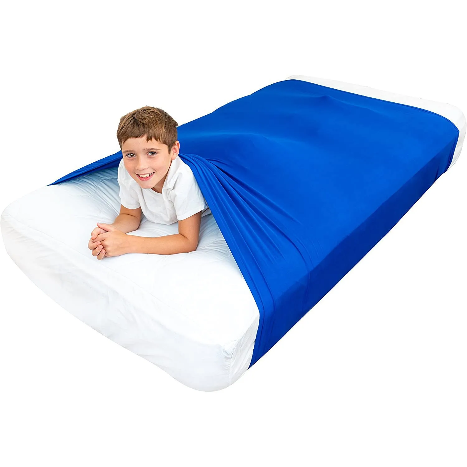Manta sensorial azul en habitación infantil