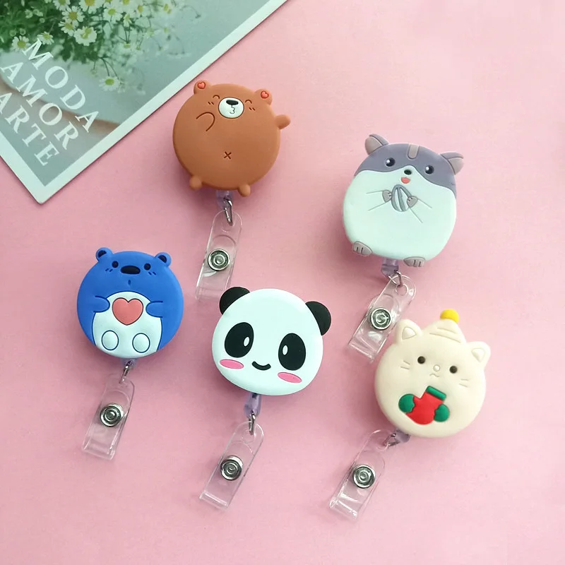 Carrete retráctil de silicona con panda y cerdo para niños - imagen 2