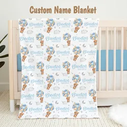 LVYZIHO Manta de bebé personalizada con nombre y osito tierno