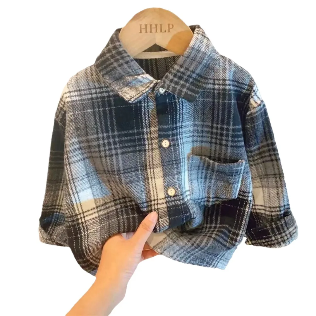 Camisa infantil de otoño estilo retro con solapa para niños - imagen 3