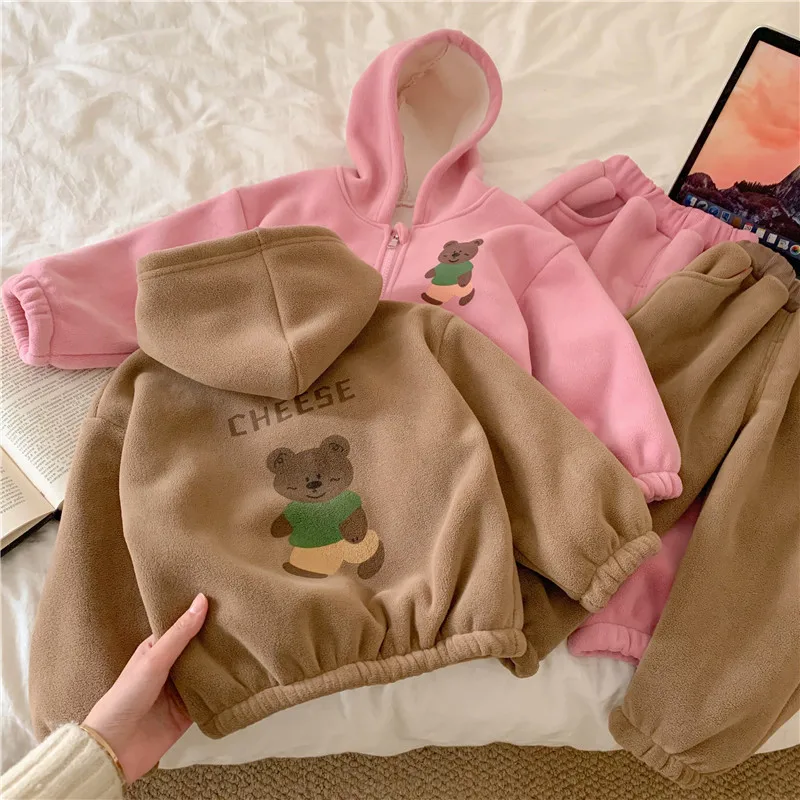 Conjunto bebé acolchado de lana con capucha y pantalón infantil - imagen 5