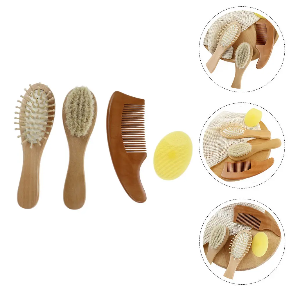 Juego de cepillos de baño infantil de madera de haya con cerdas suaves - imagen 4