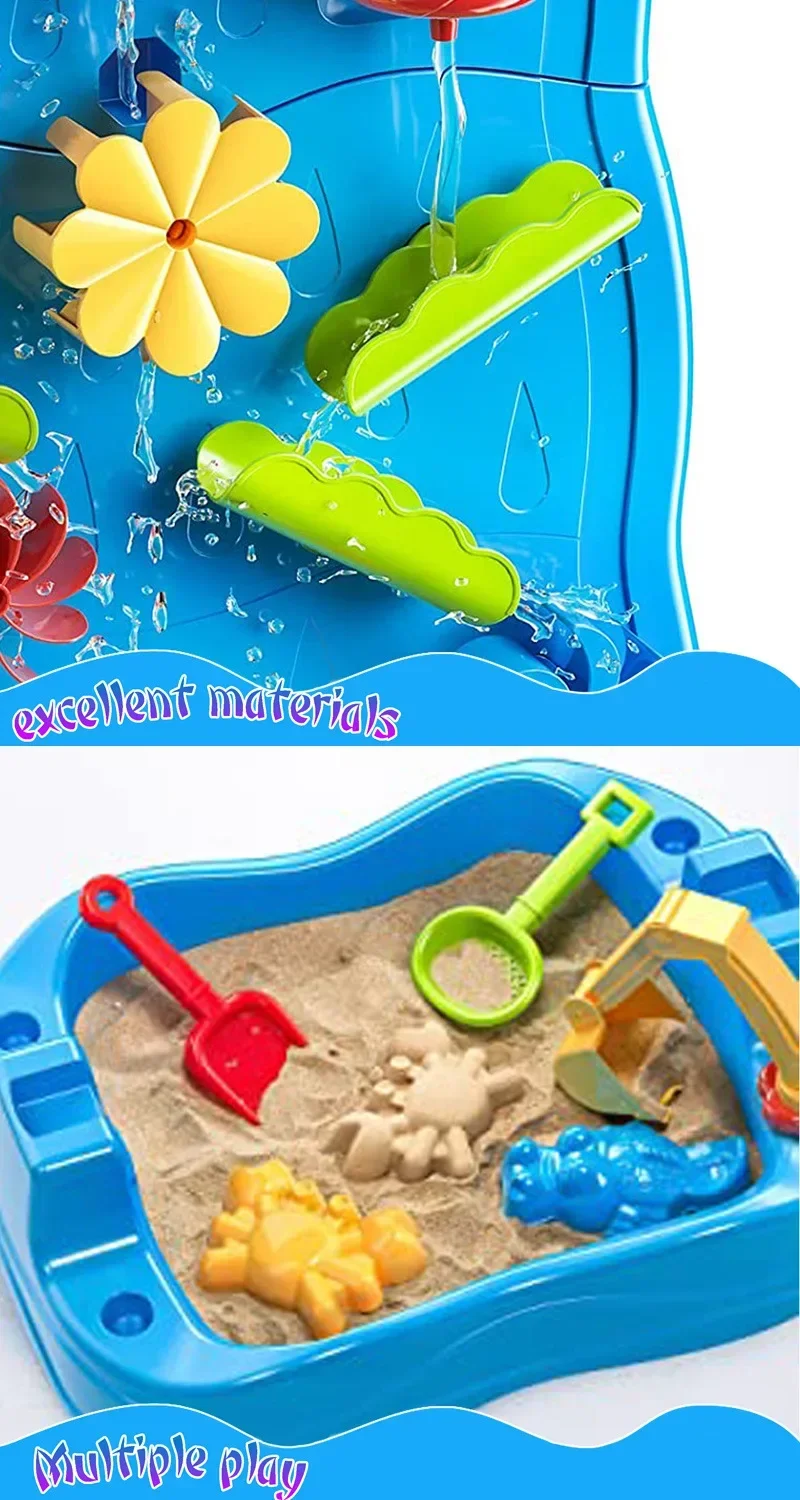 Niños jugando con agua y arena
