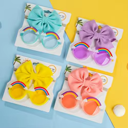 Set de gafas de sol arco iris y gomas elásticas para bebé