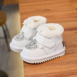 Botas invernales de cuero auténtico con forro felpado para niños