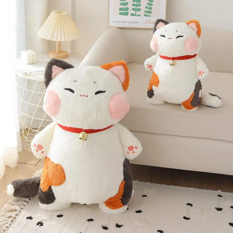 Peluche de gato con flor naranja y campanilla para decorar - imagen 5