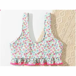 Traje de baño niña floral de verano, bikini para playa