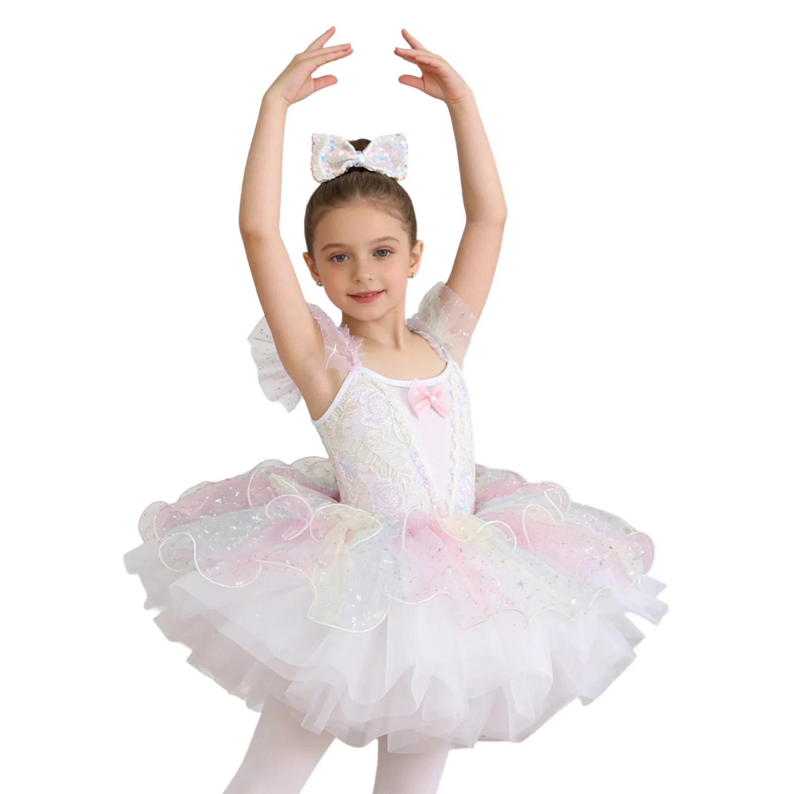 Vestido de ballet infantil con tul y lentejuelas para niñas - imagen 4