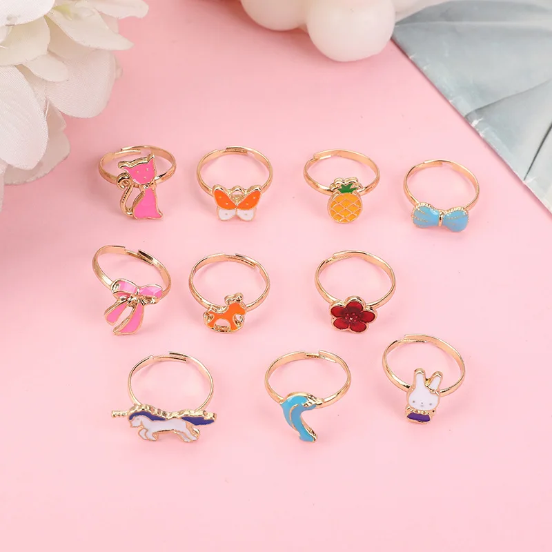 Anillos ajustables para niñas con diseños de animales y cristales - imagen 2