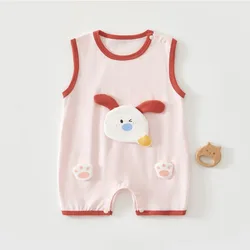 Mono de bebé sin mangas de jersey de verano con dibujos animados