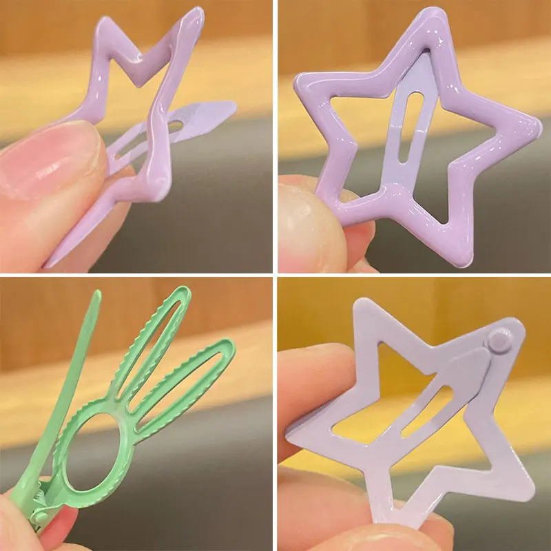 Horquillas de tejido hueco con conejo y estrella caramelo para niños - imagen 5