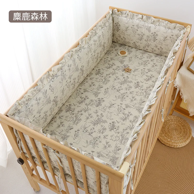 Juego de cama para bebé con parachoques encaje algodón lavable - imagen 3