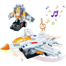 Robot transformable con luces y música para niños
