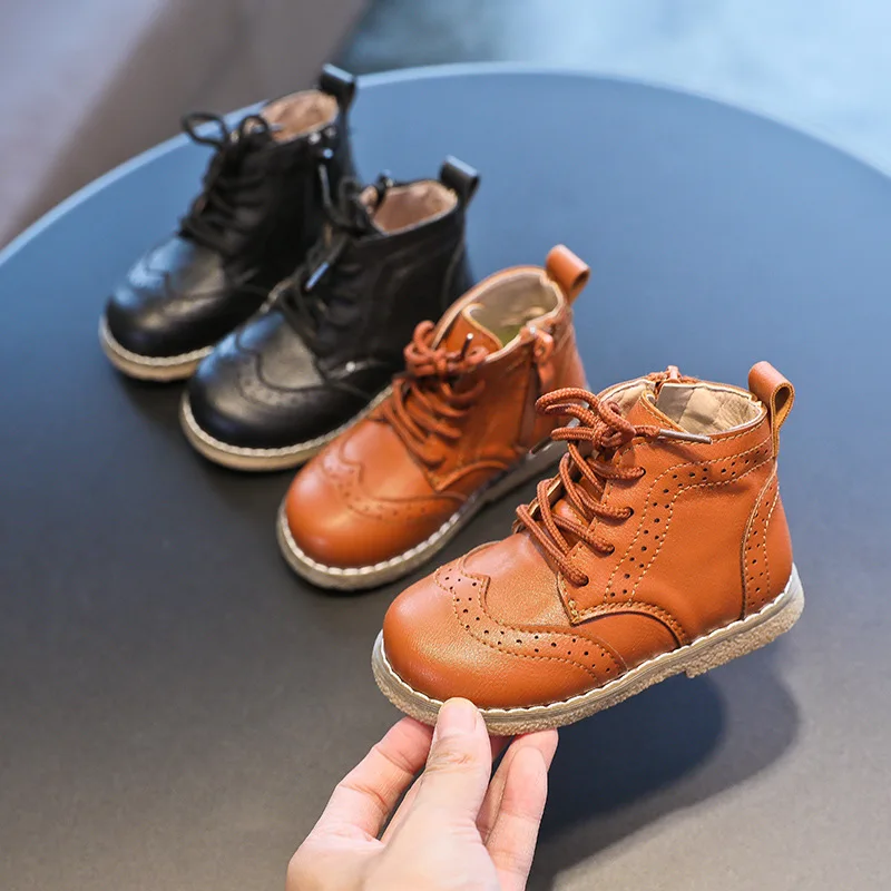 Botines de cuero de otoño para niños – estilo vintage - imagen 5