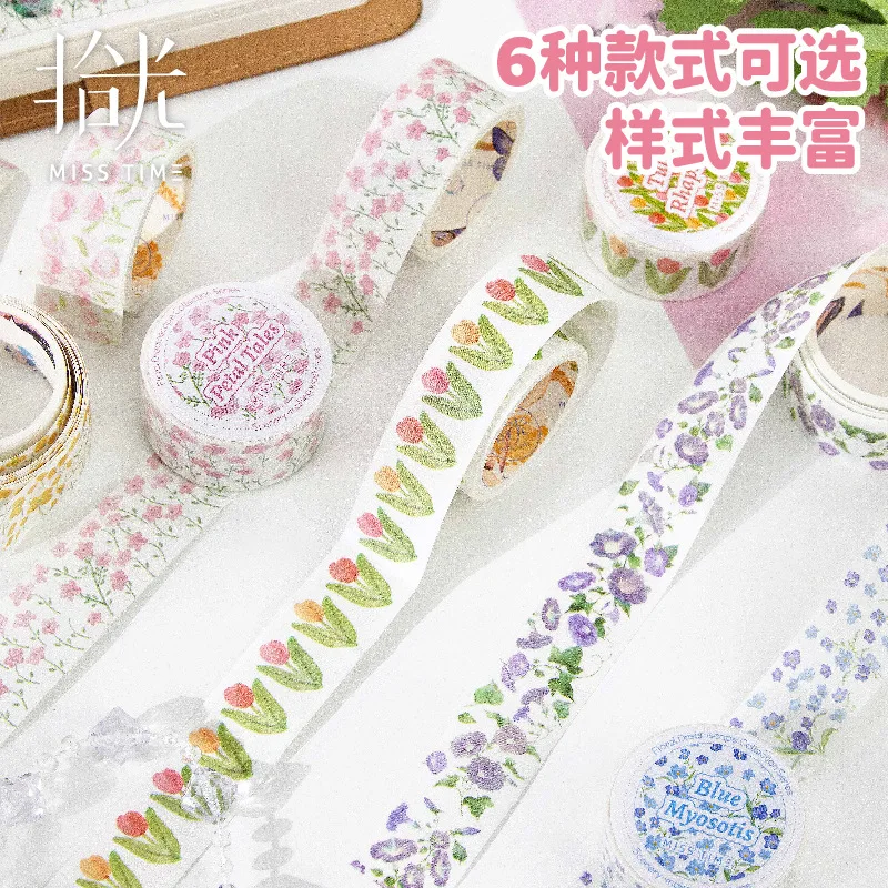 Cintas adhesivas decorativas flores estilo japonés para scrapbooking - imagen 3