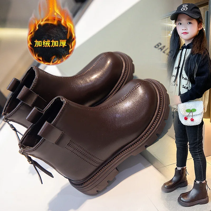 Botas de invierno para niñas de ante antideslizantes cortas - imagen 2