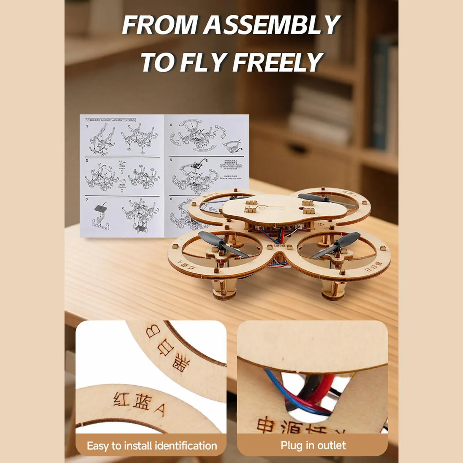 Avión RC de madera para montar educativo, rompecabezas 3D - imagen 5