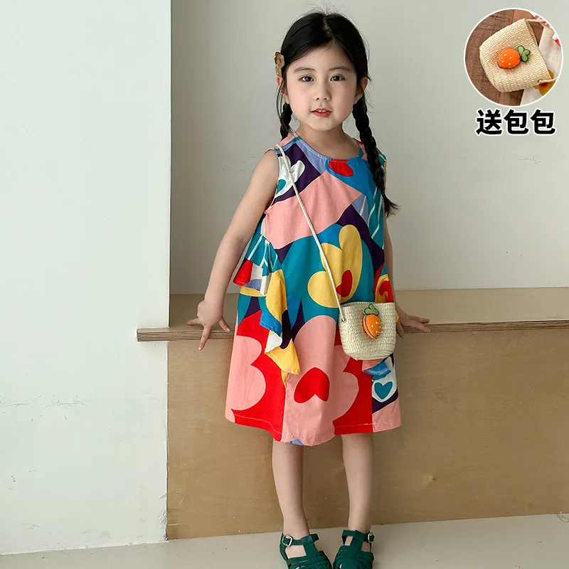 Vestido de princesa sin mangas con flores grandes para niña verano - imagen 5