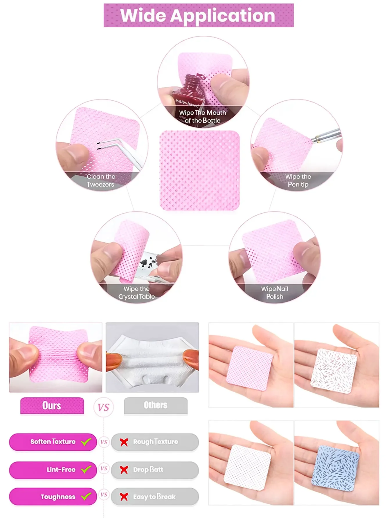 Toallitas sin pelusa de algodón para uñas y gel - imagen 4