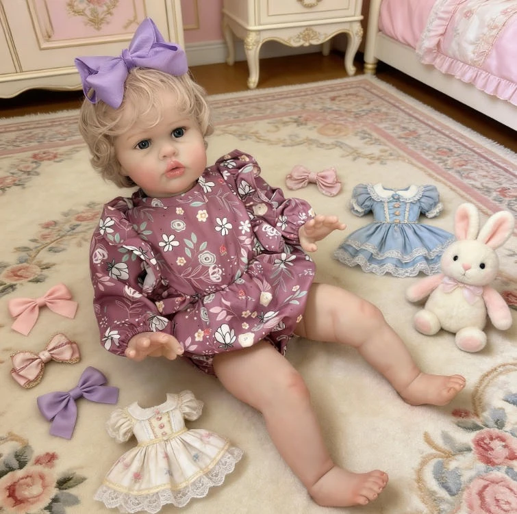 Muñeca bebé reborn Ellie realista al tacto suave con pintura - imagen 4